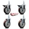 Service Caster 5'' Maroon Polyurethane Wheel Swivel 7/8'' Square Stem Caster Set 2 Brakes, 4PK SCC-SQ20S514-PPUB-MRN-PLB-78-2-S-2 - alternate 4